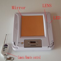 Spy Camera Radio Fogless Shower Stereo Radio with Mirror & Clock & HD Bathroom Spy Camera 1080P 16GB